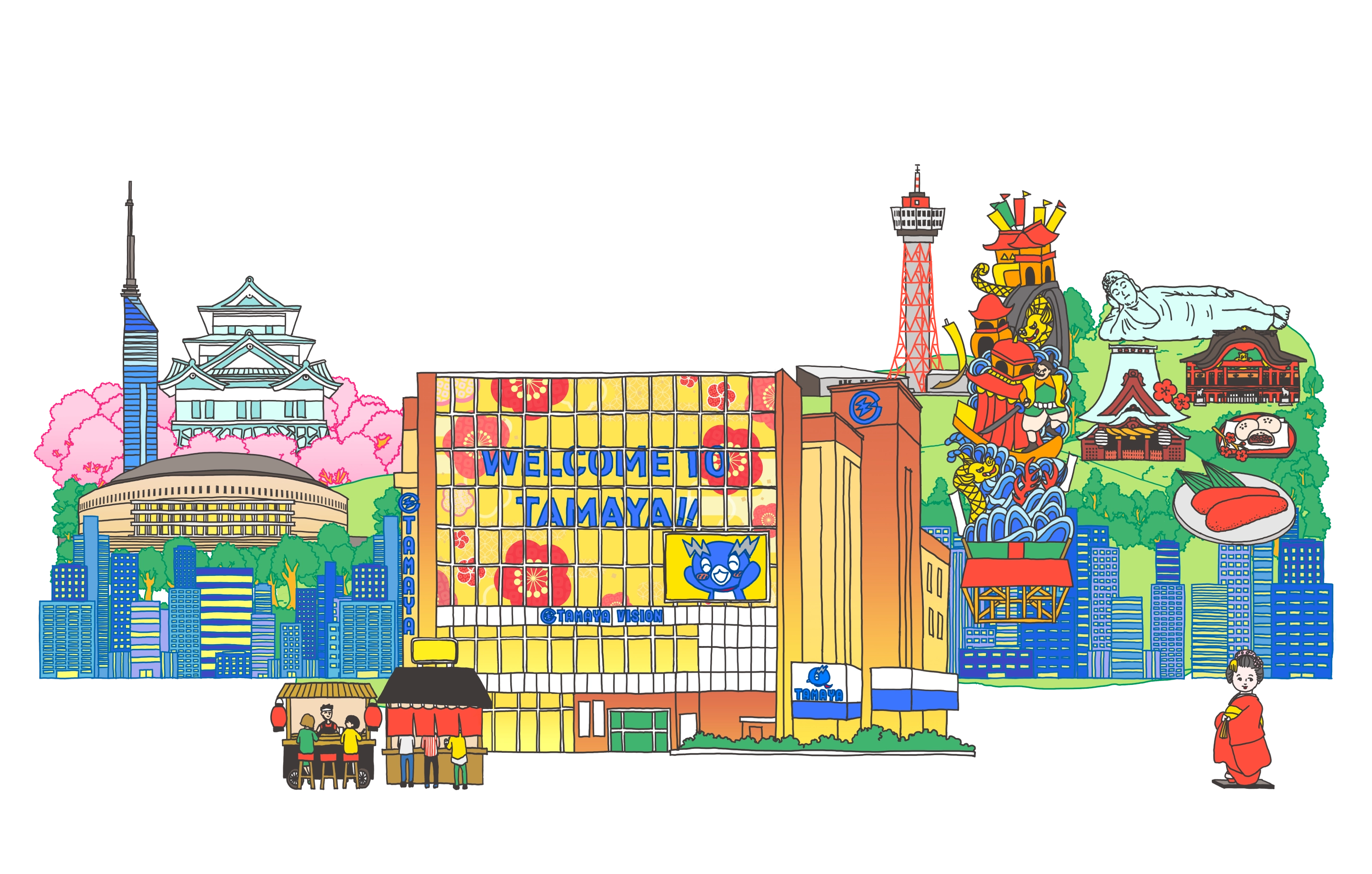 玉屋と福岡の街並み